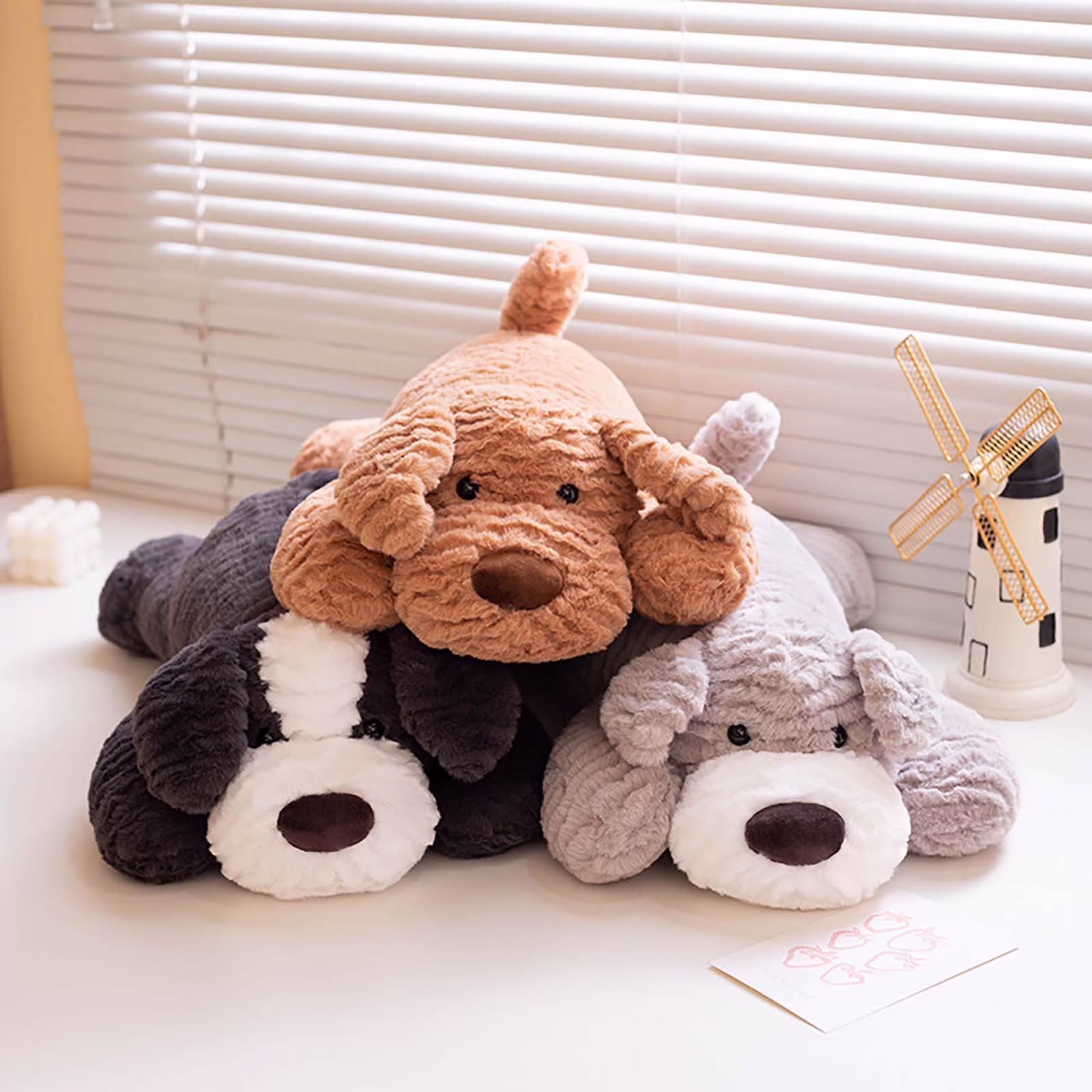 E-962 B Soft Lying Dog Plush Doll Cuddly For Home Comfort #GC14A - Thumbnail 4