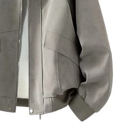 Mens Faux Suede Bomber Jacket PU Leather Vintage Flight Coat Casual Windproof Zip Up Turn Down Collar Outerwear with Pocket for Fall Winter Daily Wear, Gray, L - Thumbnail 4