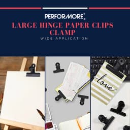 PERFORMORE 12 Pack of Metal Binder Clips, Black Metal Bulldog Clips, Large Hinge Paper File Clips Clamp for Hanging Pictures Crafts at Home Kitchen - Thumbnail 2