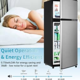 3.8 Cu.Ft Mini Fridge Freezer, 2 Door Small Refrigerator, 7 Level Adjustable Thermostat Freezer Fridge for Living Room, Kitchen and Apartment, Silver - Thumbnail 2