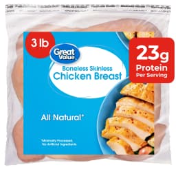 Great Value All Natural Boneless Skinless Chicken Breasts, 3 lb (Frozen) - Thumbnail 1