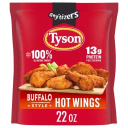 Tyson Any'tizers Buffalo Style Hot Wings, Bone-in, 22 oz (Frozen, Fully Cooked) - Thumbnail 1