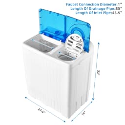 Costway 26 lbs Portable Semi-automatic Twin Tub Washing Machine with Drain Pump Blue - Thumbnail 4