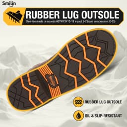 SMILIN Men's Steel Toe Work Boots, Square Toe Waterproof Cowboy Boots for Men, Brown, US Size 9.5 - Thumbnail 5