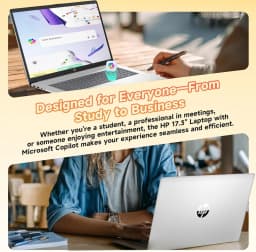 HP 17 Laptop, Intel 8-Core i3-N305, Anti-Glare Display, 32GB RAM, 2TB SSD, Windows 11 Pro, Numeric Keypad, Copilot AI - Thumbnail 5