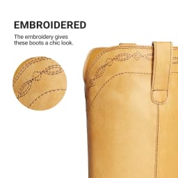 DREAM PAIRS Women's Knee High Boots Square Toe Tall Boots Pull-On Western Stitching Block Heel Fashion Boots - Thumbnail 6