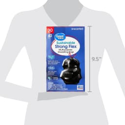 Great Value Sustainable Strong Flex Multi-Purpose Drawstring Bags, 30 Gallon, 40 Count - Thumbnail 6