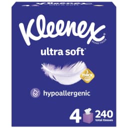(16 pack) Kleenex Ultra Soft 3-Ply Cube Box Facial Tissues, 4 Pack (240 Total Tissues) - Thumbnail 1