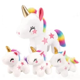Dolizu 4-Pack Unicorn Plush Set: 1 large 11.8in + 3 small 4in unicorns. Ideal for kids’ play, bedtime and gifts for all ages - Thumbnail 1