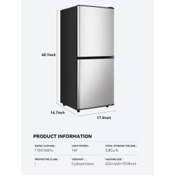 4.2 Cu.Ft Compact Refrigerator Double Door Mini Fridge with 2.3 Cu ft Freezer, Ultra Quiet, Mini Refrigerator for Dorm, Bedroom, Office, Silvery - Thumbnail 5