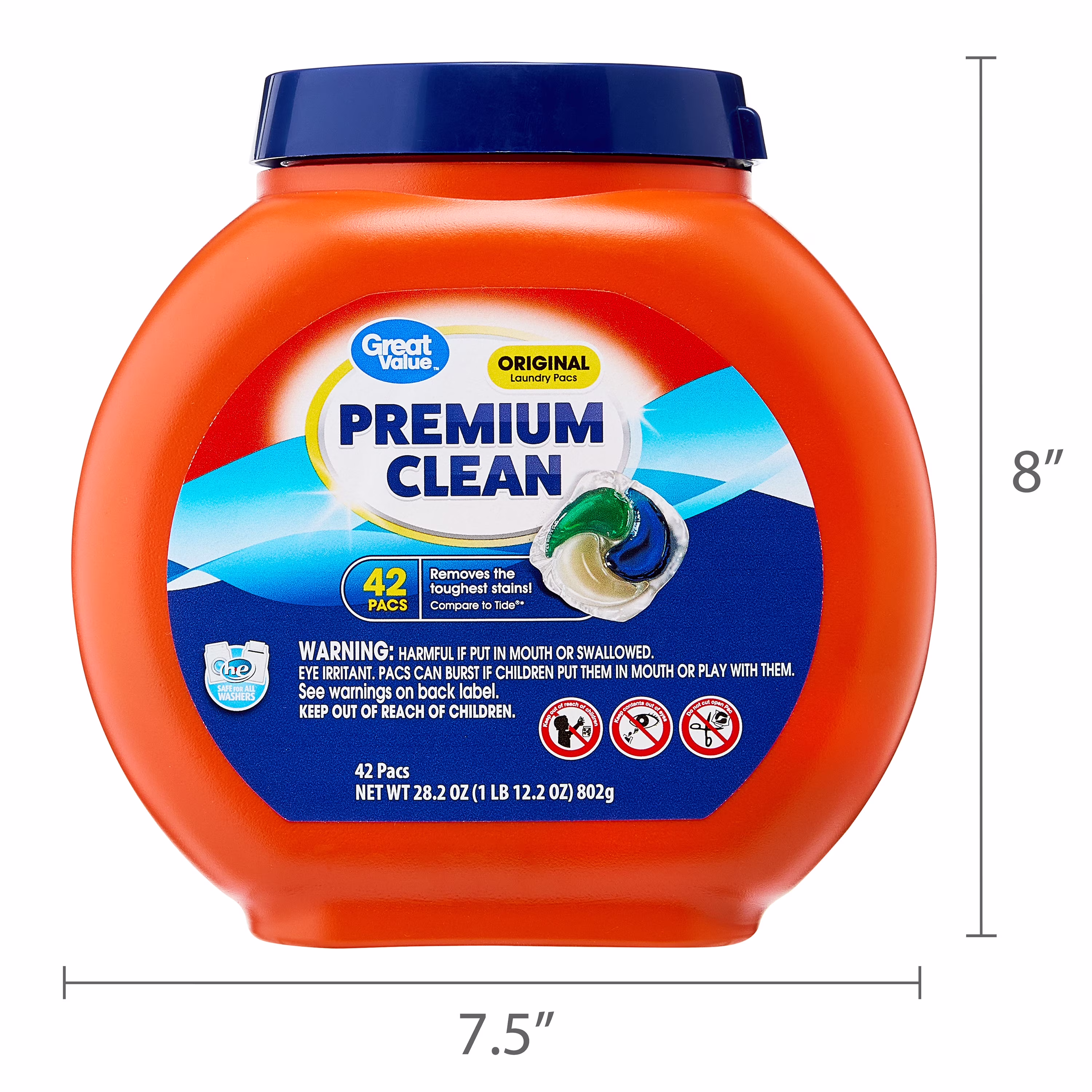 Great Value Premium Clean Laundry Pacs, Original Scent, 42 Count - Thumbnail 8