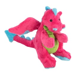 goDog Dragons Squeaky Plush Dog Toy, Chew Guard Technology, Pink, Small - Thumbnail 1
