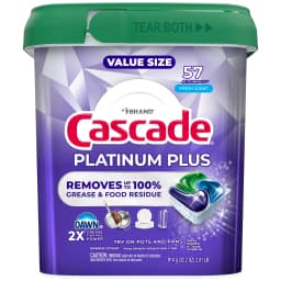 Cascade Platinum Plus, Dishwasher Pods, Fresh, 57 Count - Thumbnail 10
