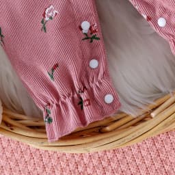 CAICJ98 Newborn Infant Baby Girl Clothes Fall Winter Long Sleeve Bubble Romper Floral Bow One Piece Jumpsuit Cute Outfits Pink,Size 3-6 Months - Thumbnail 6