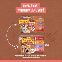 Purina Friskies Extra Gravy Beef, Chicken, Turkey, & Salmon Chunky Wet Cat Food Variety Pack, 5.5 oz Cans (24 Pack) - Thumbnail 2