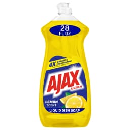 Ajax Ultra Liquid Dish Soap, Super Degreaser, Mess-Free, Easy-Flip Cap, Lemon Scent, 28 fl oz - Thumbnail 1