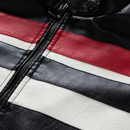 Lilgiuy Men's Novelty Casual Versatile Color Contrast Stripe Plush Leather Jacket Motorcycle Windbreaker Long Sleeve Lapel Pocket Zippered Jacket Suit Coat for Sports Gym Exersice - Thumbnail 4