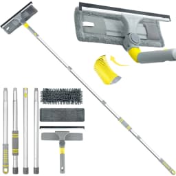 JEHONN Window Cleaning Squeegee Kit with 64 inches Long Handle (Yellow) - Thumbnail 1