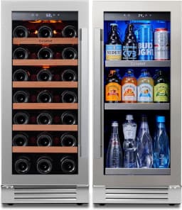 Ca'Lefort Wine and Beverage Refrigerator, 15" Wine Cooler and 15" Beverage Fridge Side-by-Side, Holds 33 Bottles and 100 Cans for Halloween Gifts - Thumbnail 1
