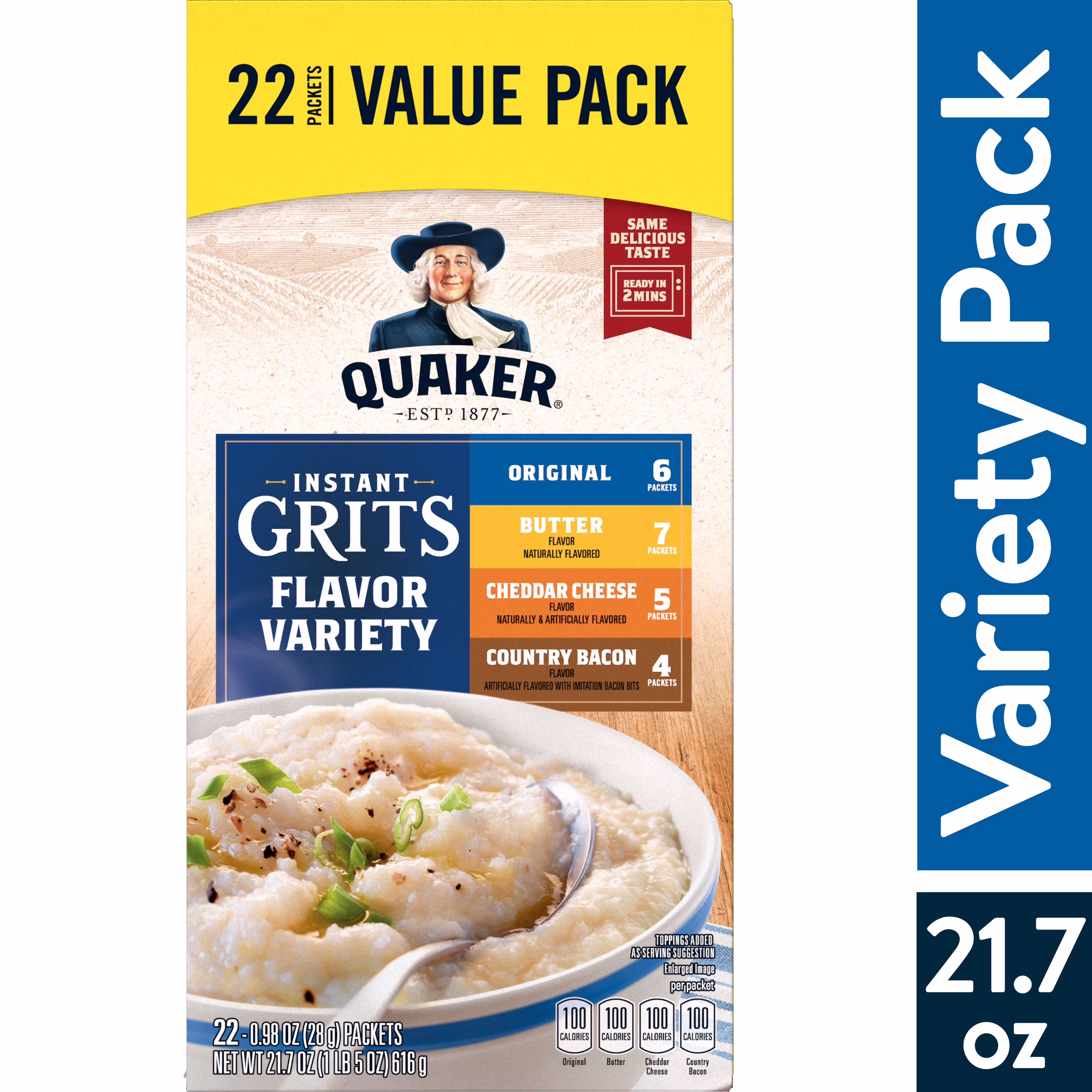 Quaker, Instant Grits Variety Pack, 0.98 oz, 22 Packets - Thumbnail 10