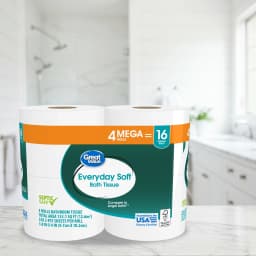 (12 pack) Great Value Everyday Soft Bath Tissue, 4 Count, Mega Rolls, Compare to Angel Soft® - Thumbnail 3