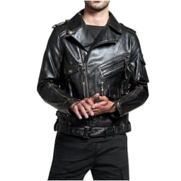Maoxin Mens Leather Jacket Men's Solid Color Leather Jacket Fashionable Leather Long Sleeved Hooded Leather Jacket Leather Jacket Men - Thumbnail 1