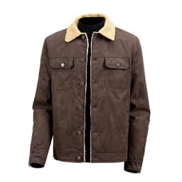 Zedker Mens Faux Leather Jacket Hooded Stand Collar Leather Jacket for Men Coffee XL - Thumbnail 3