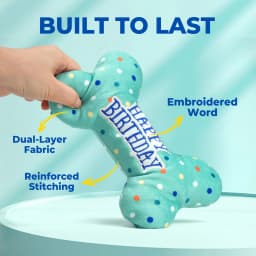 Prime Pets Dog Birthday Toys, Plush Dog Squeaky Toys, Dog Chew Toys Bone for Small Medium Large Dogs - Thumbnail 3