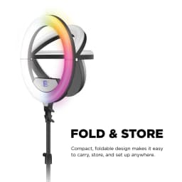 Vivitar Creator Series 18" RGB Foldable Ring Light with Stand, MagSafe-Compatible Phone Mount, Dual USB Charging, Wireless Remote, Adjustable Tripod - Thumbnail 3