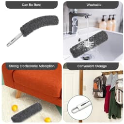 EHOMGUI Microfiber Duster with Replaceable & Washable Head, Extends to 23 in, Unscented,Gray - Thumbnail 5