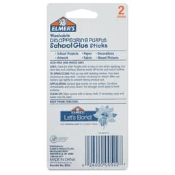 Elmer's Disappearing Purple School Glue Sticks, Washable, 2 Count - Thumbnail 6