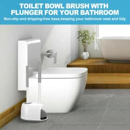 AVOXEZOR Toilet Brush and Plunger Set, Toilet Plungers for Bathroom Heavy Duty Toilet Bowl Brush and Holder Hidden Toilet Plunger and Brush Set - Thumbnail 6
