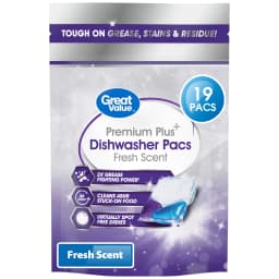 Great Value Premium Plus Dishwasher Pacs, Fresh Scent, 19 Count - Thumbnail 1