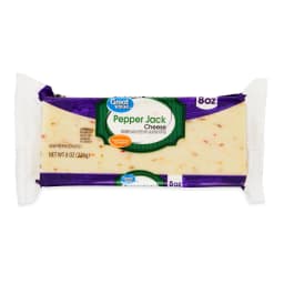 Great Value Pepper Jack Block Cheese, 8 oz Chunk - Thumbnail 1