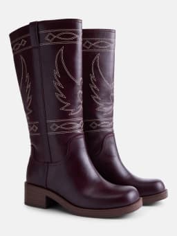 No Boundaries Women's Bird Embroidered Block Heel Boots - Thumbnail 2