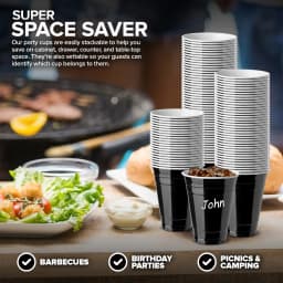 Stock Your Home Black Plastic Cups Disposable, 16oz (50 Count) Heavy-Duty, Large Party Cup Pack Bulk Pack for Drinking Punch, Soda, Wine, Beer, 4th - Thumbnail 7