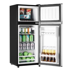 3.8 Cu.Ft Mini Fridge Freezer, 2 Door Small Refrigerator, 7 Level Adjustable Thermostat Freezer Fridge for Living Room, Kitchen and Apartment, Silver - Thumbnail 1