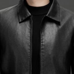 MXALUOB Men's Bomber Jacket Faux Leather Zip Up Fashion Jackets with Pockets Lightweight Solid Color Classic Winter Outerwear - Thumbnail 5