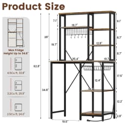 ModFurne Mini Fridge Stand with Storage, Microwave Storage Shelf with Power Outlet, Bakers Rack Stand for Dorm Kitchen Coffee Bar, Vintage Brown - Thumbnail 3