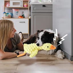 OAVQHLG3B Squeaky Plush Dog Toys Pack, Stuffed Goose Plush Burlap Like Material Chew Toys with Squeakers, Cute Soft Dog Toys for Teeth Cleaning - Thumbnail 2