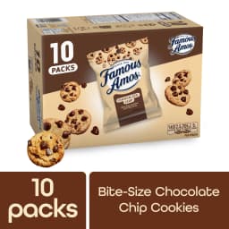 Famous Amos Classic Chocolate Chip Cookies, Bite-size cookies, Sweet Treats, 10 Pack Box, 1oz Bag - Thumbnail 1