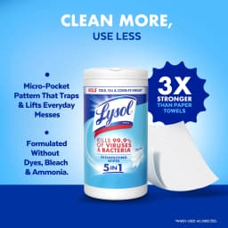 Lysol Disinfecting Wipes, All Purpose Cleaner, Multi Surface Antibacterial Cleaning Wipes, Cleaning Supplies, Crisp Linen Scent, 80 Count - Thumbnail 6