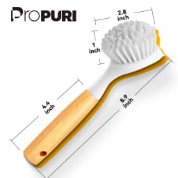 propuri Dish Brush Set with Bamboo Handle, Kitchen Scrub Brush,3 Pack Yellow White Black - Thumbnail 7