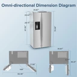 Auseo 21 Cu.ft. 36" Depth French Door Refrigerator with Ice & Water Dispenser, Auto Defrost, Gray Stainless Steel - Thumbnail 8