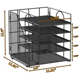 Mintazer Desk Organizer with File Holder, 5-Tier Paper Letter Tray Organizer Mesh Desktop File Organizer Magazine Holder for Home School Office - Thumbnail 5