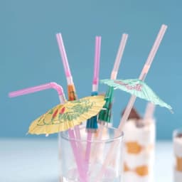 Efavormart 50 Pack | Multi-Colored Umbrella Luau Pool Party Drinking Straws - Thumbnail 1