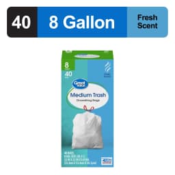 Great Value 8-Gallon Drawstring Trash Bags, Fresh Scent, 40 Bags - Thumbnail 2