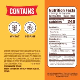 Thomas' Plain Bagels, 6 count, 9g Protein, Kosher Original Bagels, 18 oz Bag - Thumbnail 4