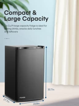 3.2 Cu. ft Refrigerator for Home, Fridge with Freezer for Bedroom, 31"D x 18"W x 19"H, Black - Thumbnail 5