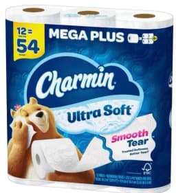 Charmin Ultra-Soft Smooth Tear Toilet Paper Rolls (12 Mega Plus Rolls) - Thumbnail 3